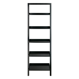 Winsome Wood Bellamy 5-tier Leaning Shelf In Black - Stylish Space-saver For Modern Homes, Perfect For Small Areas Black Solid ,Composite Wood 29553-winsome-wood