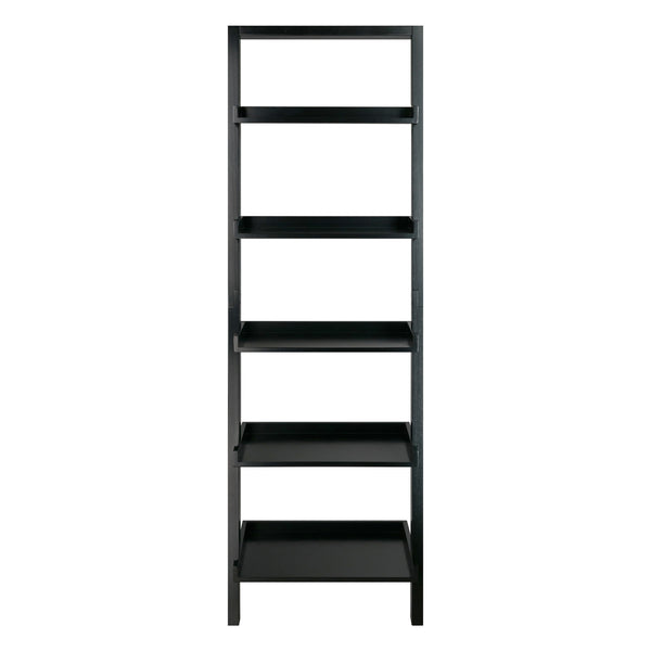 Winsome Wood Bellamy 5-tier Leaning Shelf In Black - Stylish Space-saver For Modern Homes, Perfect For Small Areas Black Solid ,Composite Wood 29553-winsome-wood