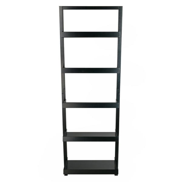 Winsome Wood Bellamy 5-tier Leaning Shelf In Black - Stylish Space-saver For Modern Homes, Perfect For Small Areas Black Solid ,Composite Wood 29553-winsome-wood