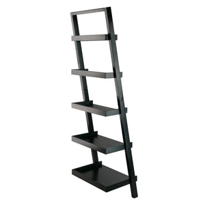 Winsome Wood Bellamy 5-tier Leaning Shelf In Black - Stylish Space-saver For Modern Homes, Perfect For Small Areas Black Solid ,Composite Wood 29553-winsome-wood