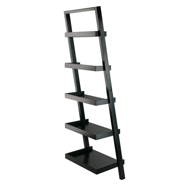 Winsome Wood Bellamy 5-tier Leaning Shelf In Black - Stylish Space-saver For Modern Homes, Perfect For Small Areas Black Solid ,Composite Wood 29553-winsome-wood