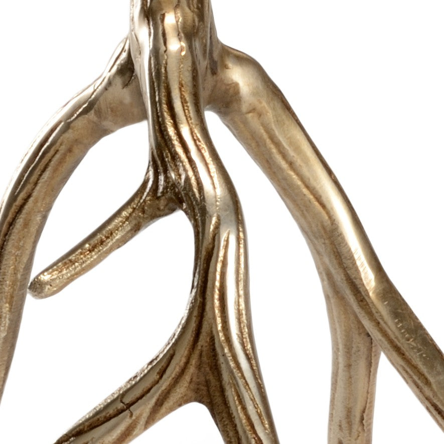 Wildwood Antler Sculptural Candlesticks In Antique Brass Finish, Assorted Sizes For Mantel & Table Decor 295540