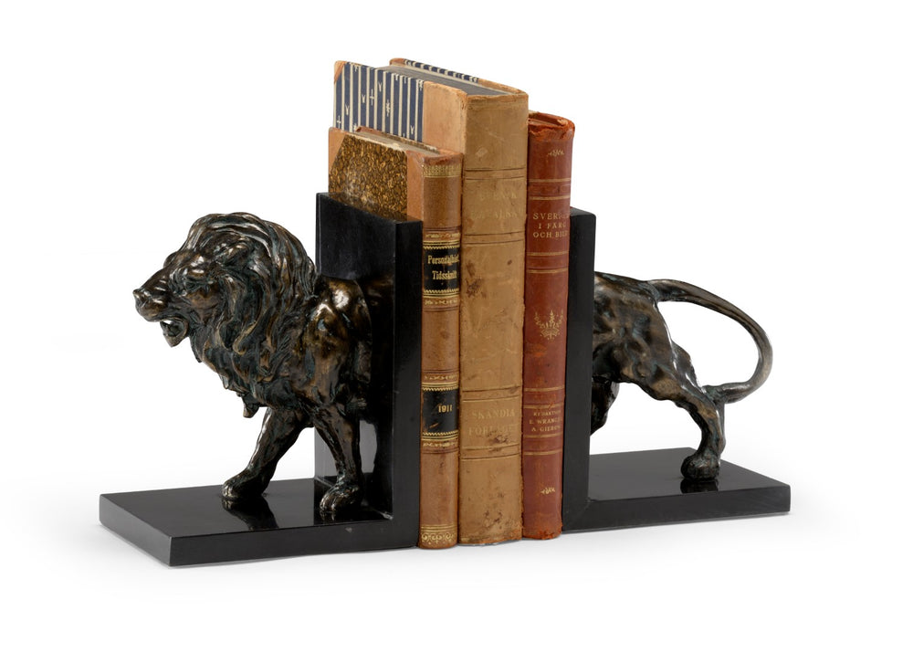 Wildwood Lioncrest Sculptural Bronze Bookends — Barye‑Inspired Biltmore Lion, Heavy Patinated Museum Quality 295553