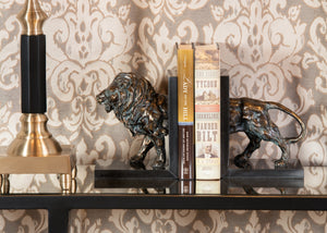 Wildwood Lioncrest Sculptural Bronze Bookends — Barye‑Inspired Biltmore Lion, Heavy Patinated Museum Quality 295553