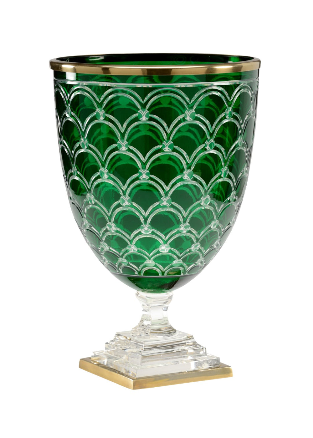 Wildwood Conservatory Emerald Hurricane Lantern With Etched Arch Glass & Antique Brass Base For Mantels 295557