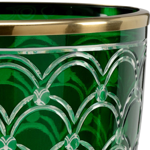 Wildwood Conservatory Emerald Hurricane Lantern With Etched Arch Glass & Antique Brass Base For Mantels 295557