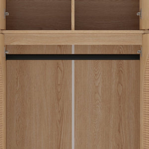 English Elm 70.87"tall Rattan Door Armoire Freestanding Wardrobe with Adjustable Shelves Hanging Rod Natural W757S00054