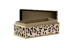 Wildwood Boxed Leopard Hair-On-Hide Storage Box With Brass Trim, Felt-Lined Lid For Luxe Modern DéCor 295603