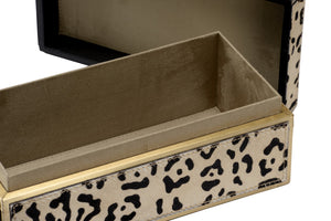 Wildwood Boxed Leopard Hair-On-Hide Storage Box With Brass Trim, Felt-Lined Lid For Luxe Modern DéCor 295603