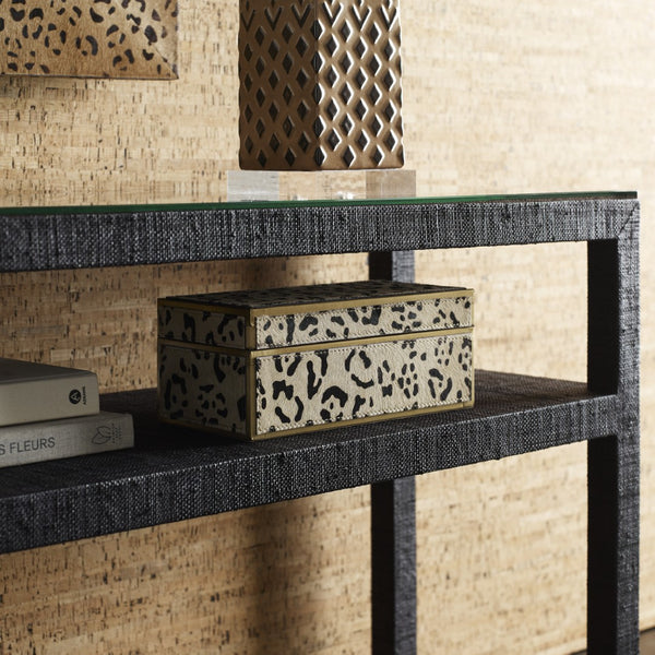 Wildwood Boxed Leopard Hair-On-Hide Storage Box With Brass Trim, Felt-Lined Lid For Luxe Modern DéCor 295603