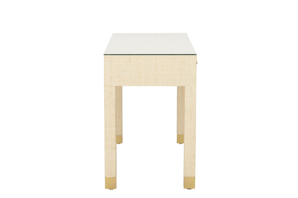 Wildwood Sophisticate Natural Console Table With Tempered Glass Top, SaguaráN Wood Veneer, Soft-Closing Drawer (48"W) 295608