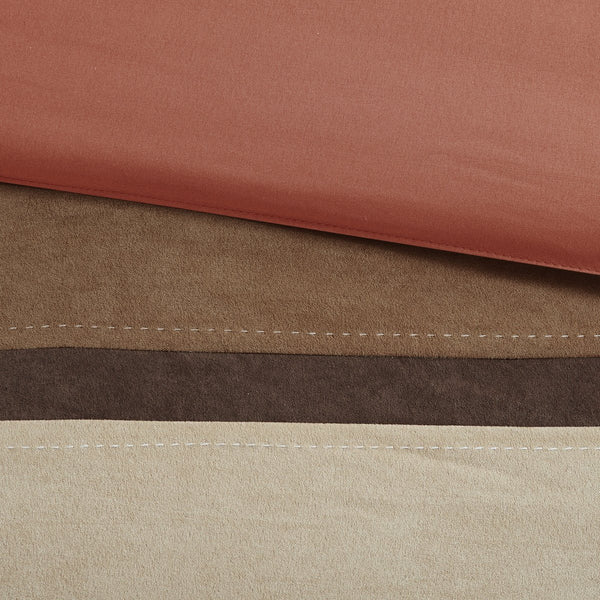 English Elm 7 Piece Palisades Faux Suede Comforter Set King - Hypoallergenic Pieced Design, Machine Washable, Plush Bedding Ensemble Coral 23.6 L x 19.68 W x 16.93 H B03596818