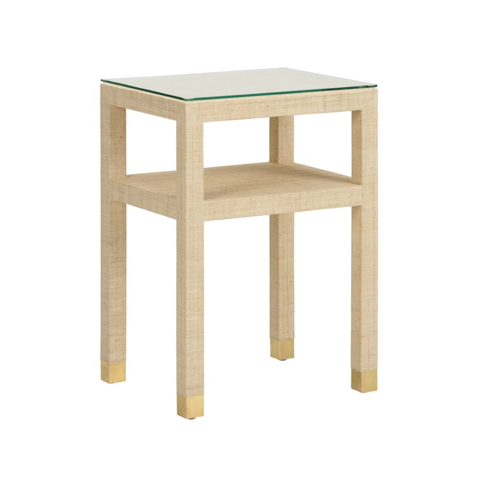 Wildwood Socialite Natural Saguran End Table By Cheryl Luckett — Tempered Glass Top, Sculptural Warmth & Storage 295613