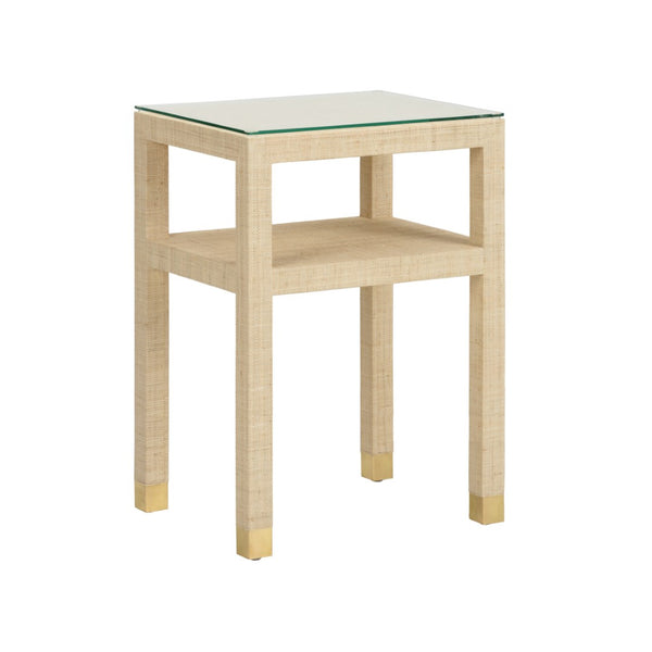 Wildwood Socialite Natural Saguran End Table By Cheryl Luckett — Tempered Glass Top, Sculptural Warmth & Storage 295613