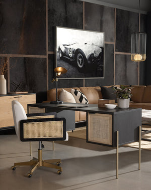 Sunpan Cobra 427 Vintage Wall Art - Luxe Collection with Handcrafted Silver Leaf & Charcoal Frame Decor