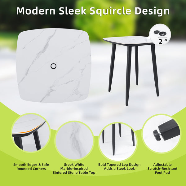 English Elm Modern 5Pc Outdoor Patio Bar Set – Stylish Sintered Stone Table & Comfortable Aluminum Stools! W1886S00022