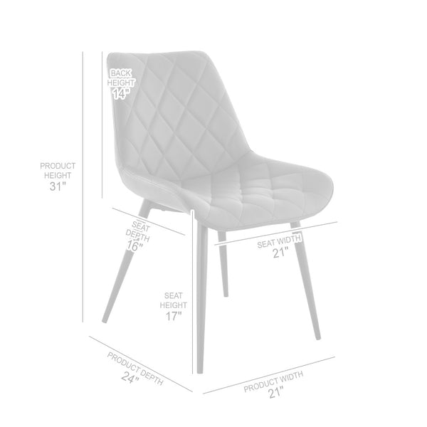 English Elm Loralie Diamond Stitch Faux Leather Dining Chairs with Ergonomic Support Set of 2 B2736P464861