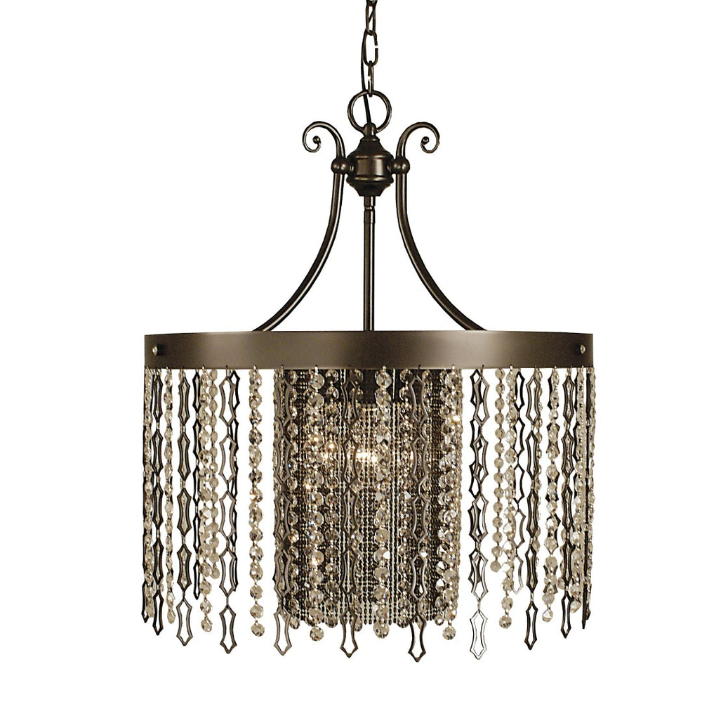 Framburg 4-light Enchanting Dining Chandelier With Crystal Beads And Metal Links For A Stunning Glow Mahogany Bronze Metal 2958 Mb