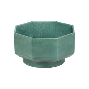 Wildwood Markus Pedestaled Ceramic Bowl With Hexagonal Silhouette, Marine Reactive Glaze, 15" Centerpiece 295808