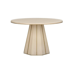 Wildwood Clint Rift-Cut White Oak Center Table With Brass-Edged Round Top, Hexagonal Base, Modern Luxury (96) 295815