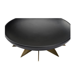 Wildwood Tilling Bowl Small Matte Black Ceramic On Antique Brass Fins — Sculptural Centerpiece For Modern Spaces 295820