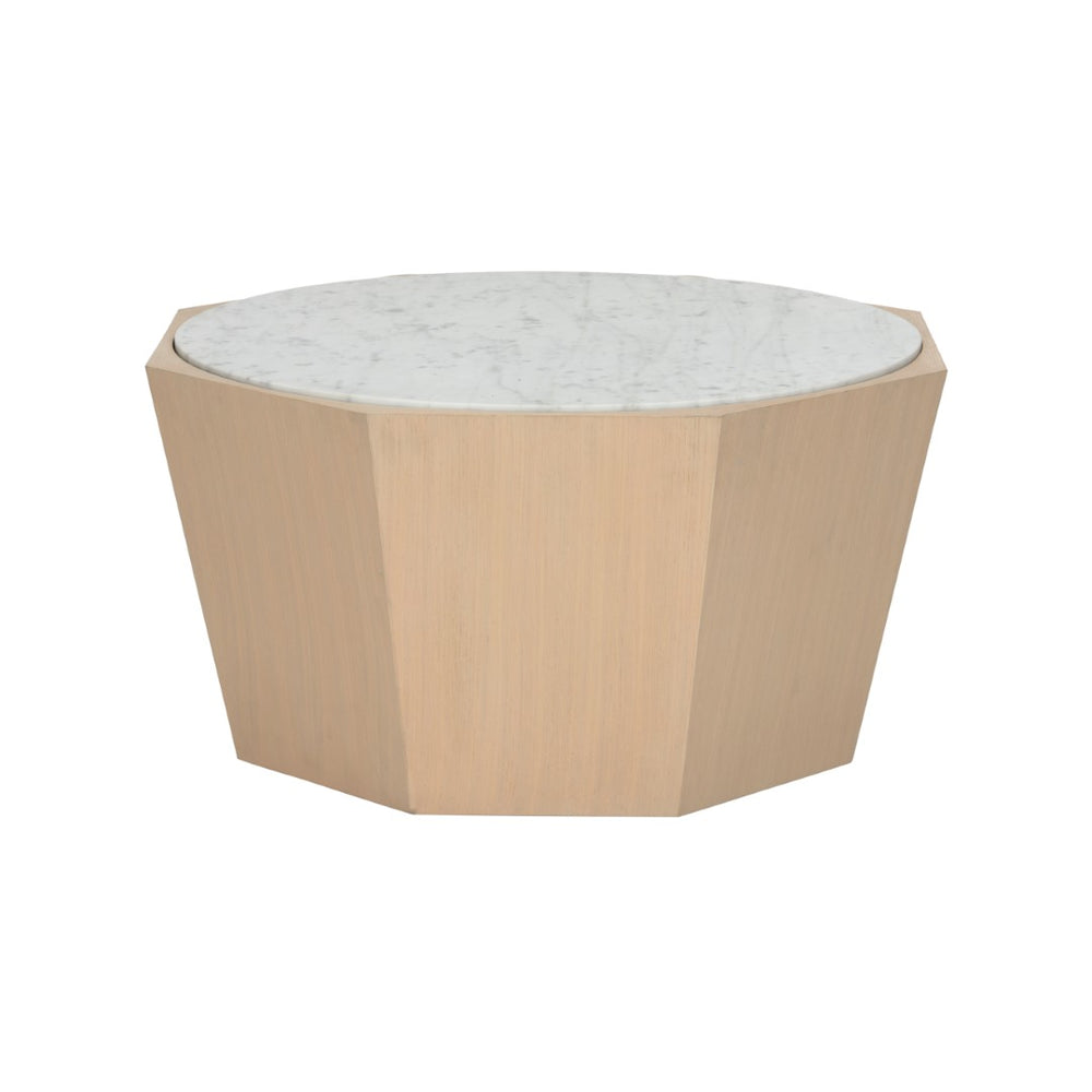 Wildwood Laurence Honed Carrera Marble Top Coffee Table With Rift-Cut White Oak Base, Sculptural Inverted Pairable 295821