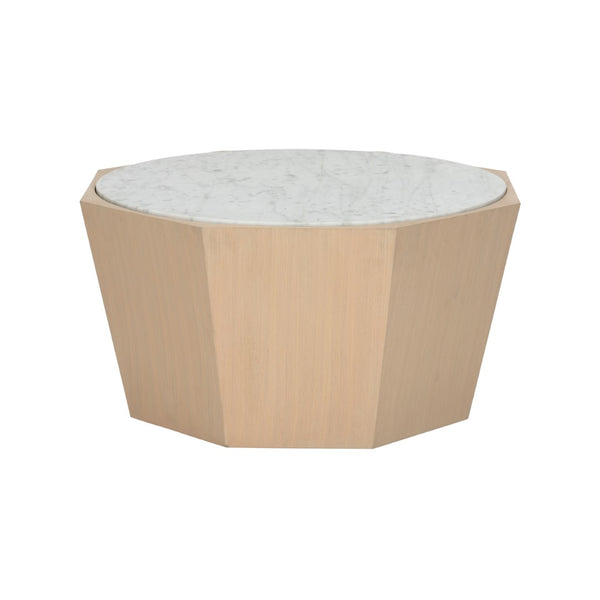 Wildwood Laurence Honed Carrera Marble Top Coffee Table With Rift-Cut White Oak Base, Sculptural Inverted Pairable 295821