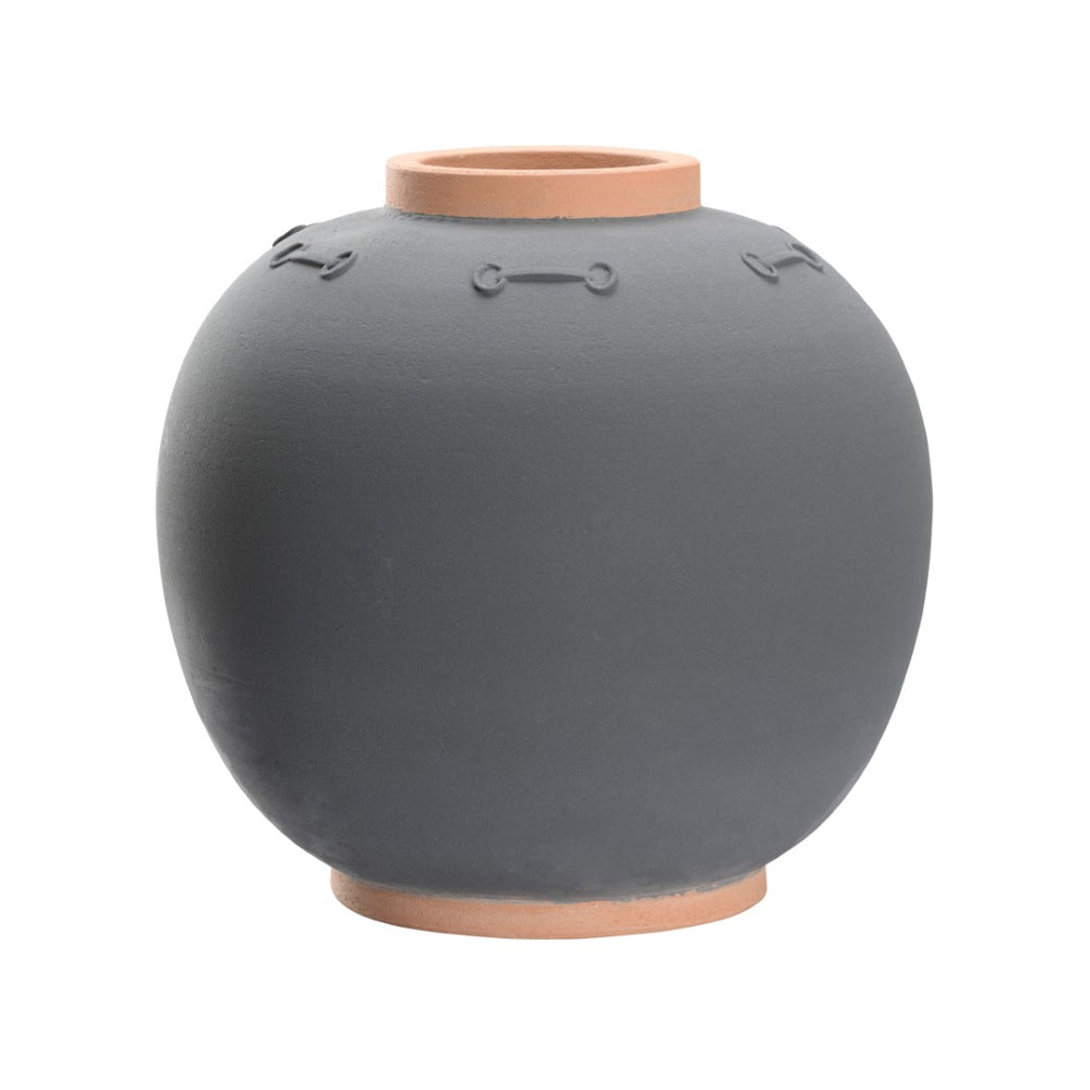 Wildwood Everly Hand-Crafted Italian Terracotta Vase, Matte Gray Chalky Black Patina Finish, 18.5" Sculptural Decor 295830
