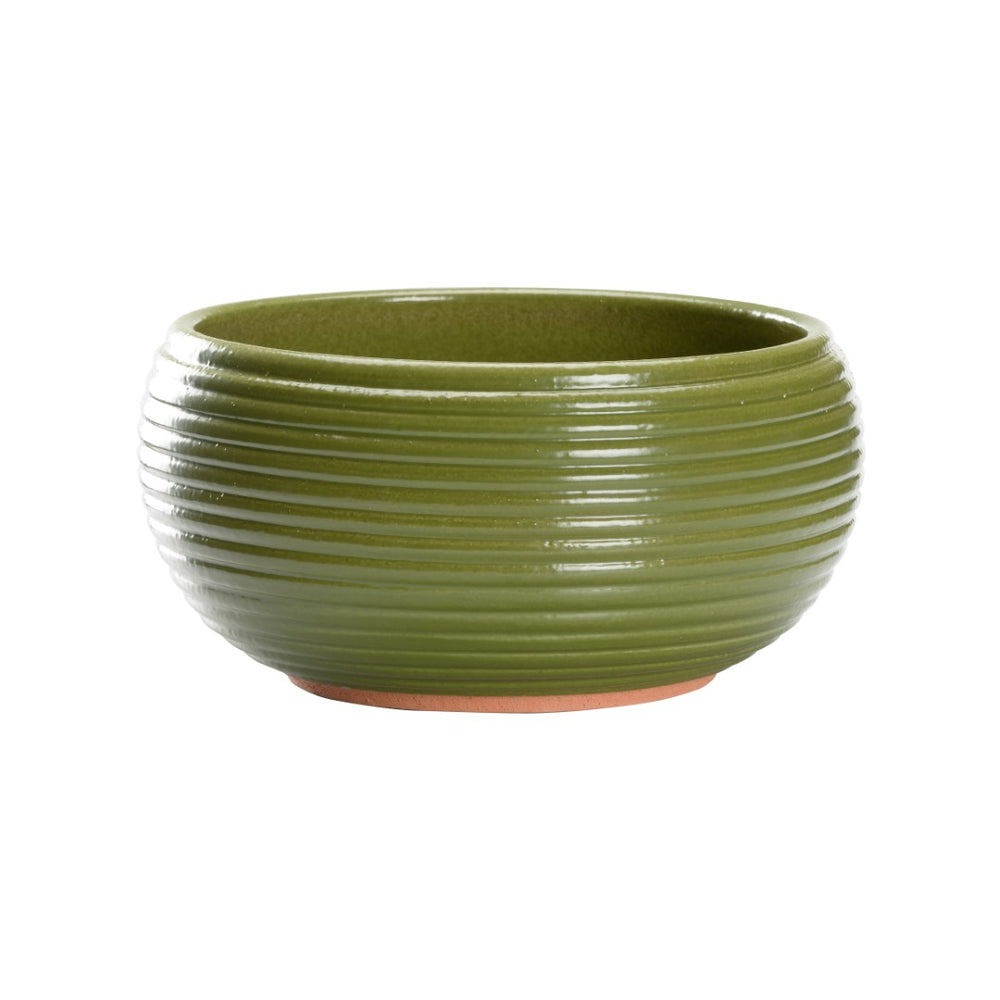 Wildwood June Ceramic Bowl — Handcrafted Italian Green Semi-Matte Glaze With Exposed Terracotta Base Accent 295832