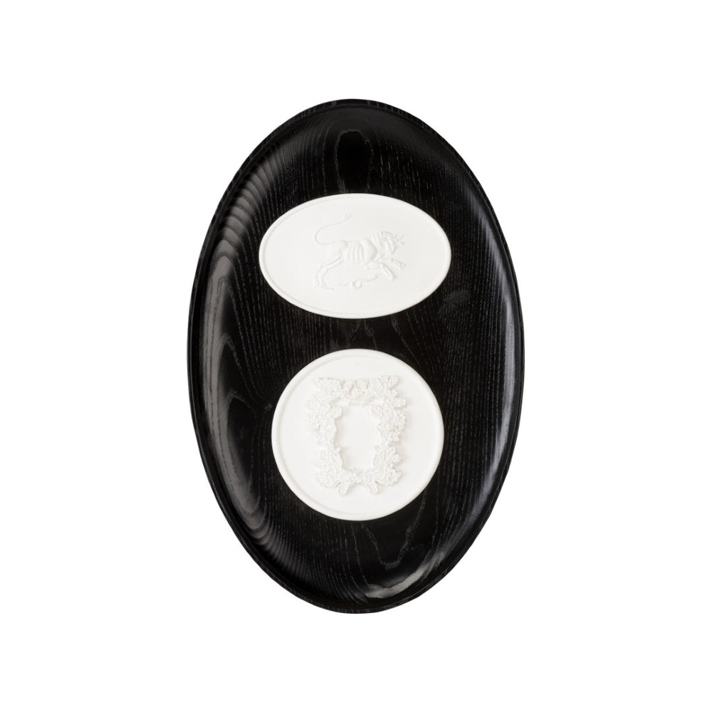 Wildwood Decatur Framed Intaglios — Onyx-Dyed Wood Frame With Bull & Oak Plaster Reliefs For Rustic Modern Charm 295842