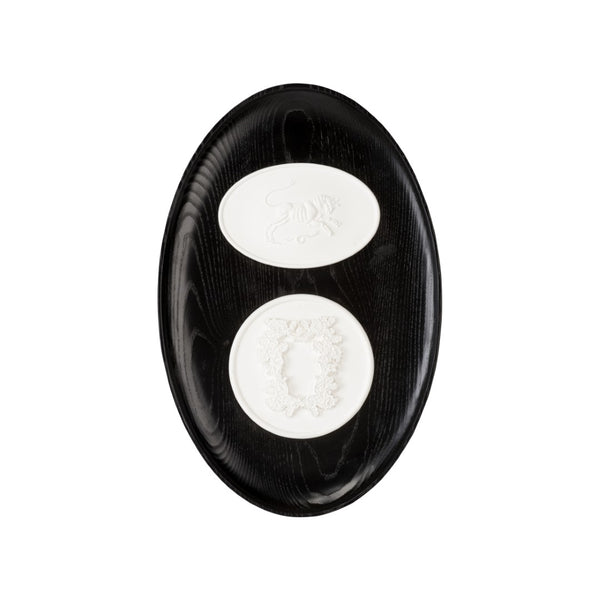 Wildwood Decatur Framed Intaglios — Onyx-Dyed Wood Frame With Bull & Oak Plaster Reliefs For Rustic Modern Charm 295842