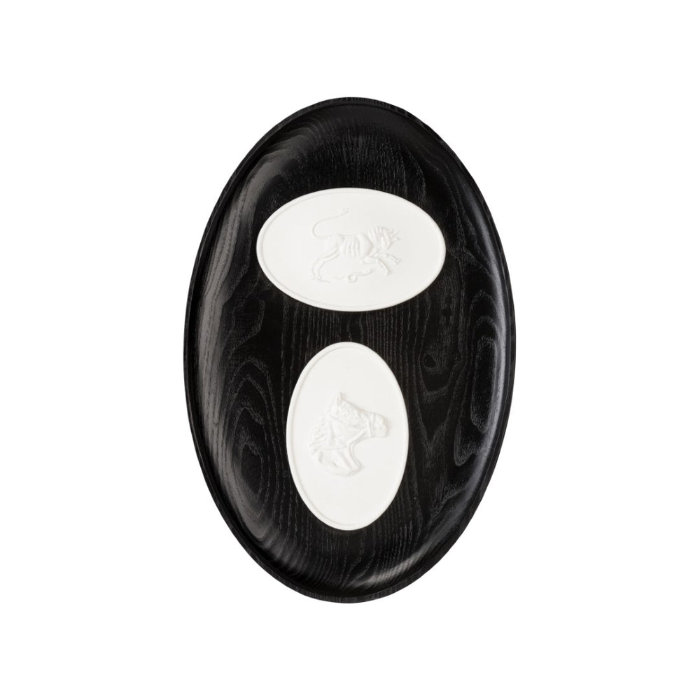 Wildwood Toro Framed Intaglios Ii — Onyx-Dyed Wood Plaster Relief Duo Featuring Equestrian And Bull Motifs, Matte 18h x 12w x 1.5d 295845