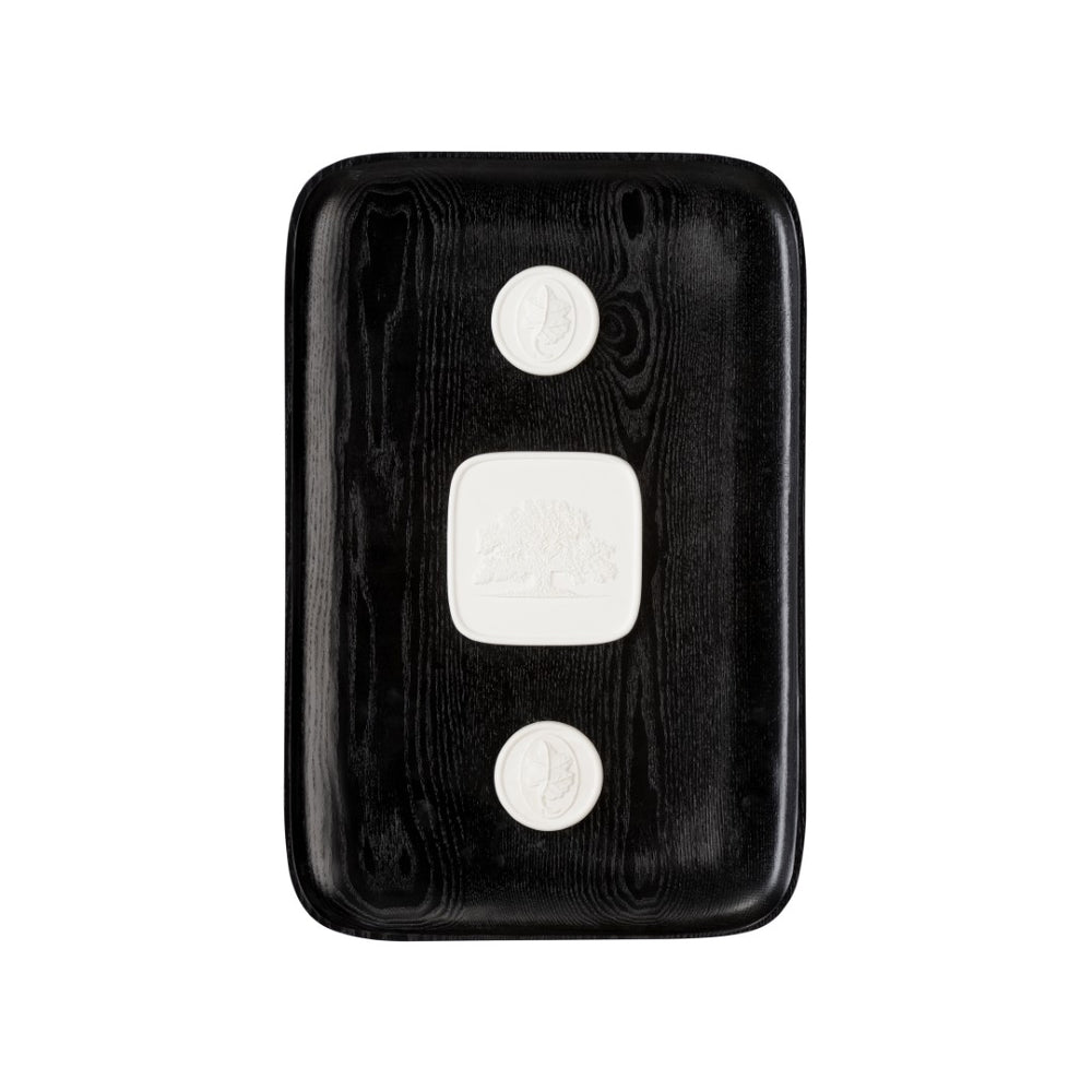 Wildwood Acorn Framed Intaglios Trio In Onyx-Dyed Wood Frame — Handcast Plaster Oak Reliefs, Slim Profile 295846