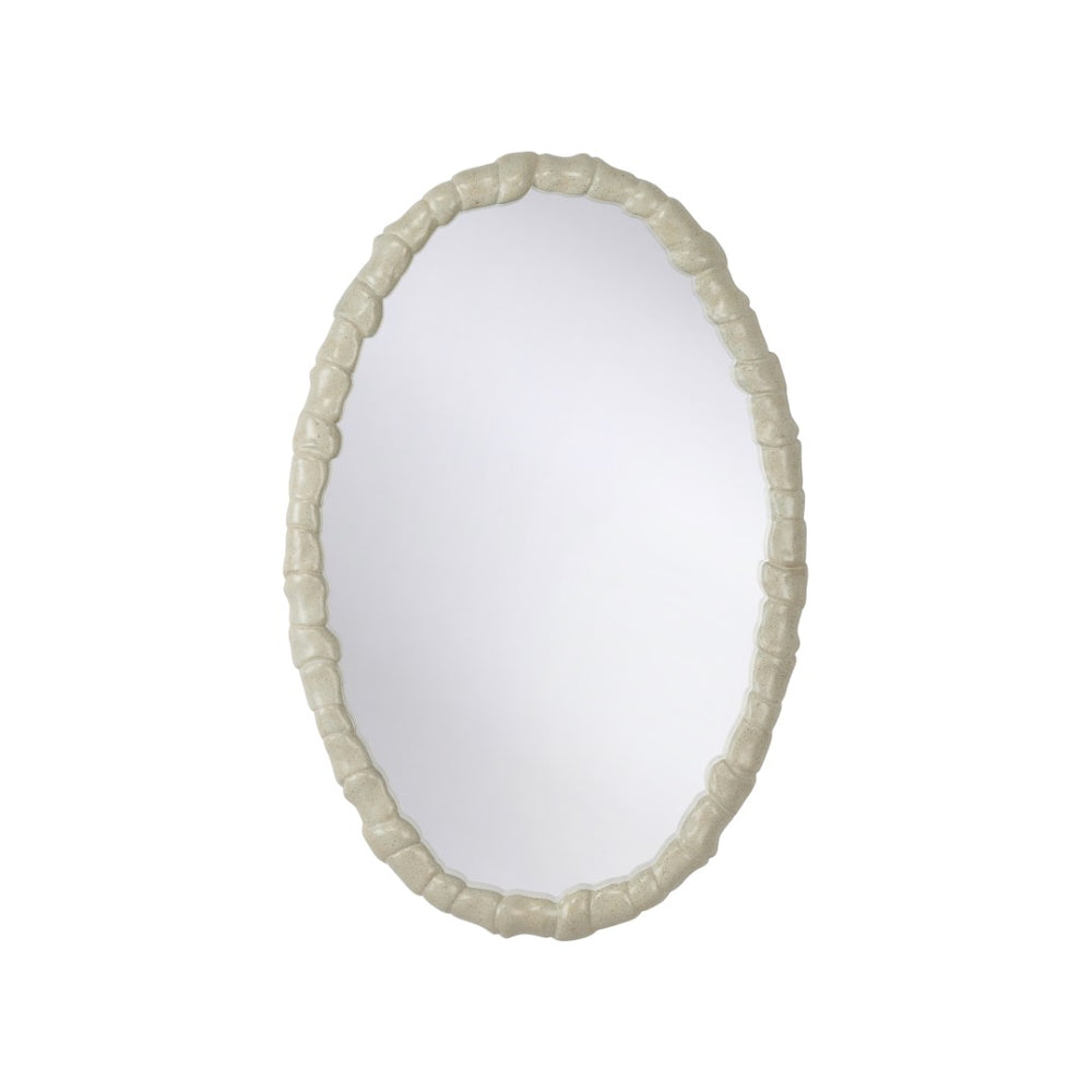 Wildwood Silvey Sculptural Wall Mirror In Warm Natural White Resin — 47" X 32" Textured Organic Frame 295848