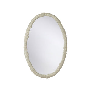 Wildwood Silvey Sculptural Wall Mirror In Warm Natural White Resin — 47" X 32" Textured Organic Frame 295848