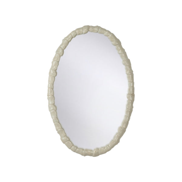 Wildwood Silvey Sculptural Wall Mirror In Warm Natural White Resin — 47" X 32" Textured Organic Frame 295848