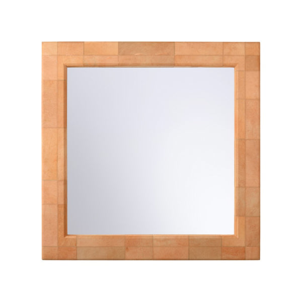 Wildwood Taurus Large Quilted Hair-On-Hide Wall Mirror 54" Square — Artisan Tan Finish, Textured Statement Piece Brown 295849