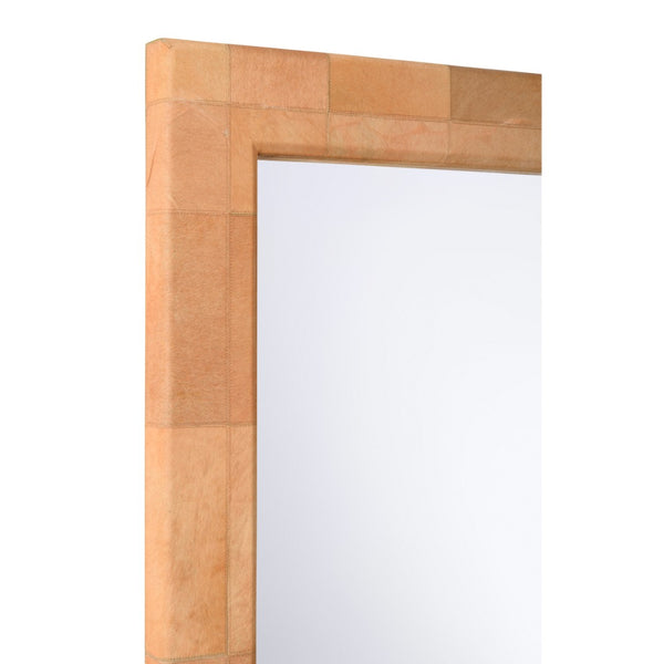 Wildwood Taurus Large Quilted Hair-On-Hide Wall Mirror 54" Square — Artisan Tan Finish, Textured Statement Piece Brown 295849