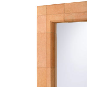 Wildwood Taurus Large Quilted Hair-On-Hide Wall Mirror 54" Square — Artisan Tan Finish, Textured Statement Piece Brown 295849