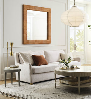 Wildwood Taurus Large Quilted Hair-On-Hide Wall Mirror 54" Square — Artisan Tan Finish, Textured Statement Piece Brown 295849