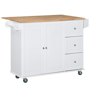 English Elm Kitchen Island Cart with Drop Leaf Countertop Drawers Cabinet and Locking Casters T3971P388081