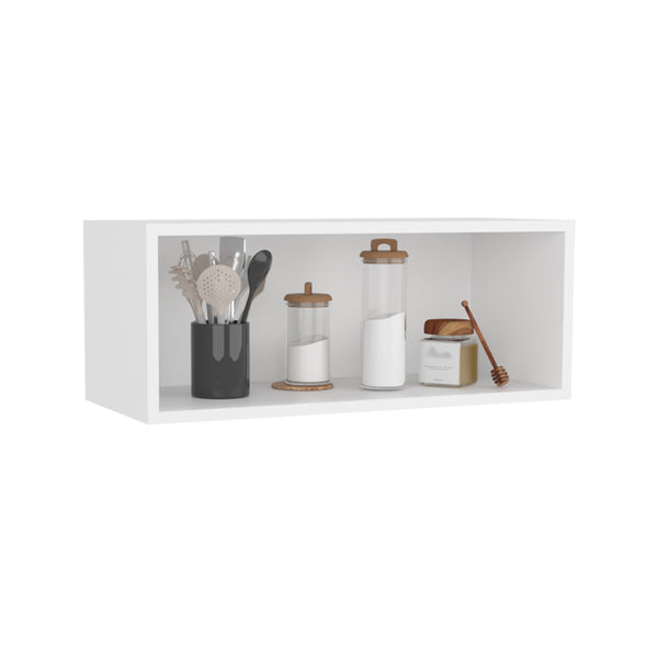 English Elm Wall Engineered Wood Cabinet with Single Door and Two Shelves for Kitchen Storage, Modern Durable Design White 31.1 L x 14.17 W x 4.33 H B097P250899