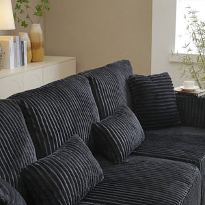 English Elm 109'' Modular L-shape Sectional Corduroy Couch Deep Seat No Assembly Living Room W1117S00310