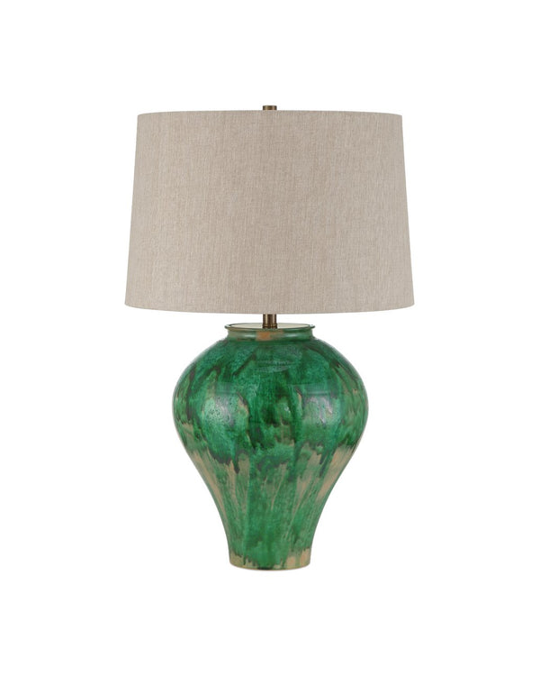 Currey & Company Blarney Green Table Lamp - Hand-thrown Porcelain With Unique Glaze, Artisan Crafted For Stylish Decor Green Porcelain 6000-1020-currey-company