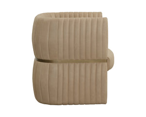 Sunpan Tryor Lounge Chair - Luxurious Top Grain Leather with Antique Brass Accent for Contemporary Living Spaces Sahara Sand Leather