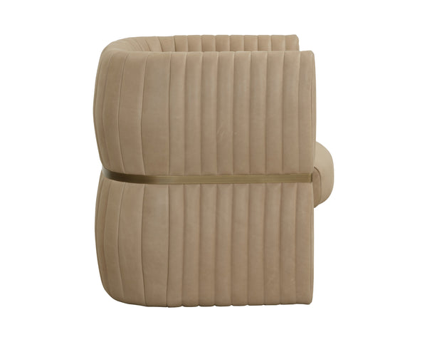 Sunpan Tryor Lounge Chair - Luxurious Top Grain Leather with Antique Brass Accent for Contemporary Living Spaces Sahara Sand Leather