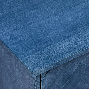 English Elm K&K Farmhouse Kitchen Island with 3D Wave Stripes Ash Veneer, Drop Leaf, Rolling Cart Storage Navy Blue N707P207915E