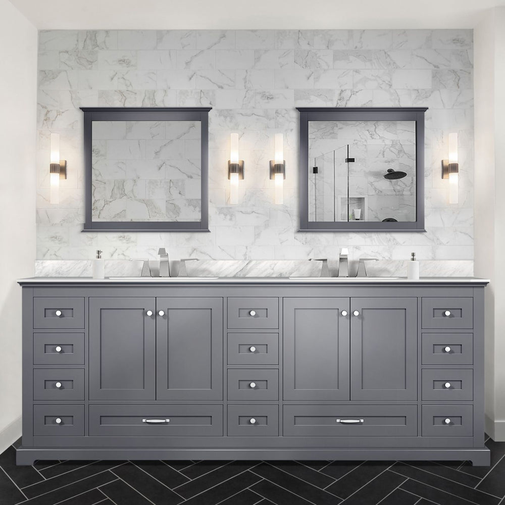 English Elm Dark Grey Double Bath Vanity: Spacious 84" W Solid Wood Design With Soft-Close Drawers & Ample Storage B2731P258297