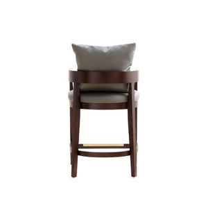 English Elm Ritz Wood Upholstered Counter Stool with Faux Leather, Walnut Finish, Gold Footrest, Fully Assembled Grey B365P398010