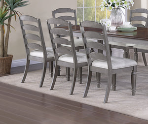 English Elm Light Grey Upholstered Ladder Back Dining Chairs Set of 2 — Comfortable Wooden Frame Side Seating, 19"x25"x40" B011P287307